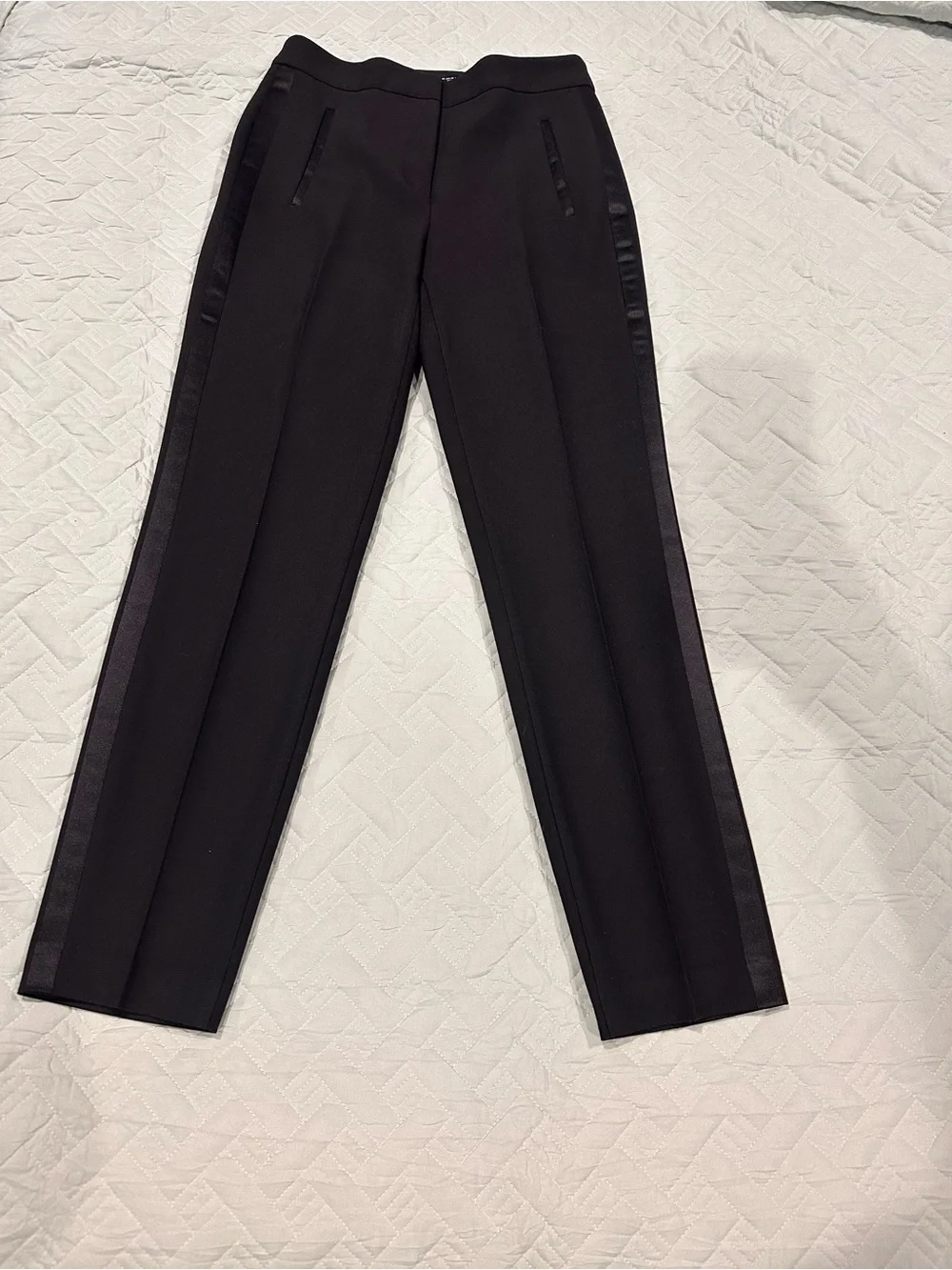 Zara Women’s Black Tuxedo Suit Set Blazer S Pants Satin Trim XS Formal - Picture 10 of 13